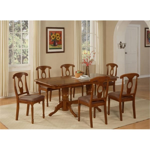 East West Furniture 7 Piece Dining Table Set For 6-Oval Table With Leaf and 6 Chairs For Dining NANA7-SBR-C - main